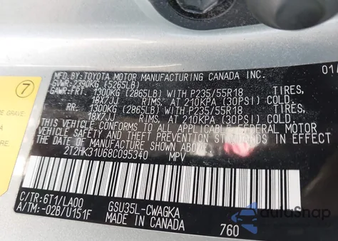 2008 Lexus Rx 350 из США, поврежденный, VIN 2T2HK31U68C095340